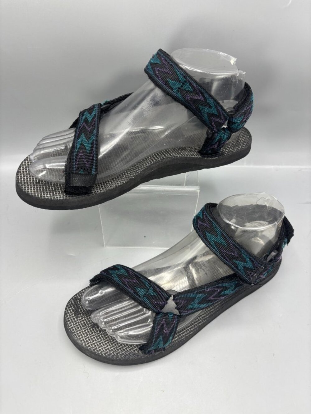 Teva Original Universal Sandals Womens 7.5 Purple Green Webbing Straps Slingback